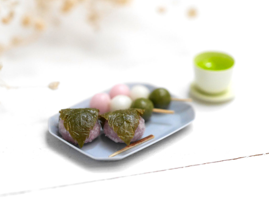 三色団子＆桜餅の春プレートと緑茶のセット6